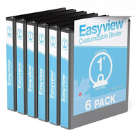 Davis Group Super offre Easyview, Reliure View à anneaux ronds 1 po, personnalisable, paquet de 6 - Noir-3 Reliure À Anneaux