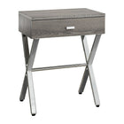 Monarch Specialties - 3263 Table D'Appoint - 24 po H/Taupe Fonce/Metal Chrome-Surface en panneau de particules taupe foncé avec pattes en métal chromé