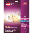 Avery - Étiquettes carrées transparentes - 3po x 3po - 60 Étiquettes-Étiquettes d'expédition transparente