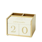 Martha Stewart - Calendrier perpétuel avec pot à crayons - Doré et beige-La tasse comporte deux compartiments pour contenir tous vos stylos et crayons