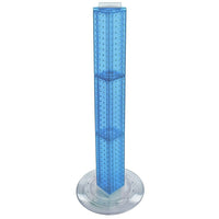 Azar Displays – Présentoir rotatif de comptoir à panneaux perforés sur 4 côtés, 36 x 4 x 4 (po), bleu translucide (700223-BLU)-Quatre panneaux perforés s’emboîtent et base rotative en plastique transparent de 14 1/2 pouces de diamètre