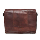 Mancini – Sac messager 99-5468-Brown pour portatif de 15 po avec poche anti-RFID, 16,25 x 3,25 x 12 (po), brun-Cuir de buffle huilé et ciré à grain supérieur brun