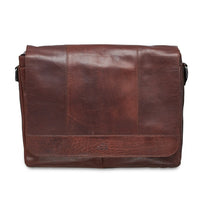 Mancini – Sac messager 99-5468-Brown pour portatif de 15 po avec poche anti-RFID, 16,25 x 3,25 x 12 (po), brun-Cuir de buffle huilé et ciré à grain supérieur brun