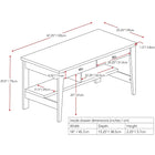 CorLiving – WFP-280-D Bureau Folio à deux tiroirs, noir espresso-Tablettes inférieures ouvertes et deux tiroirs de rangement spacieux