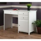 Winsome - Bureau d'écriture Delta, blanc (10147)-Dimensions - gros tiroir (intérieur) (po) : 24 lar. x 15,1 prof. x 2,75 haut.; petit tiroir (po) : 13,9 lar. x 15,1 prof. x 2,75 haut ; armoire (po) : 16 lar. x 17,4 prof. x 15,2 haut.