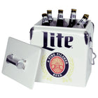 Miller Lite - Glaciere retro avec ouvre-bouteille, 13 L (14 q), Blanc-Glaciere au design retro en metal