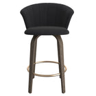 !nspire - Tabouret de comptoir moderne de 26 po en velours et en bois, noir-Coussin semi-ferme en mousse de polyester