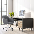 Chaise de travail rembourrée avec base chromée Marlowe de CorLiving - Gris-Cadre construit en métal pour plus de durabilité et de stabilité