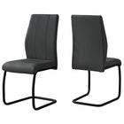 Monarch Specialties - 1124 Chaise - Simili-Cuir Grey/Metal - Paquet de 2-Ensemble de 2 chaises de style contemporain