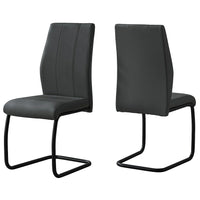 Monarch Specialties - 1124 Chaise - Simili-Cuir Grey/Metal - Paquet de 2-Ensemble de 2 chaises de style contemporain