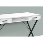 Monarch Specialties - 7790 Bureau 42 po - Blanc/Metal Noir-Ce bureau blanc dispose d'une base de métal noir au design contemporain en forme de X qui assure solidité