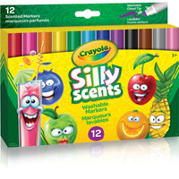 Crayola - Silly Scents marqueurs lavables, pointe biseautée, paquet de 12-Créez des designs riches et vibrants avec les marqueurs à pointe biseautée Silly Scents
