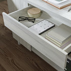 Sauder - La Collection Porto Palma Bureau avec Credence - Finition Haze Acacia-Tiroir avec coulisseaux en metal et butees de securite.