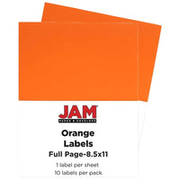 Jam Paper Étiquettes autocollantes pleine page Astrobright, 8 1/2 x 11 po, orange orbite, 10/paquet-Taille : 8,5 x 11 po