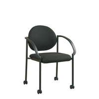 Work Smart – Chaise empilable avec roulettes et accoudoirs, noir-Siège et dossier ultra-rembourré avec mousse moulée