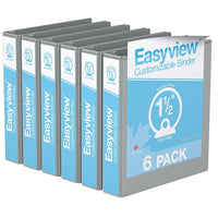 Davis Group Super offre Easyview, Reliure View à anneaux ronds 1.5 po, personnalisable, paquet de 6 - Gris-3 Reliure À Anneaux