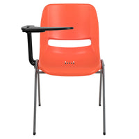 Flash Furniture - Chaise coquille ergonomique orange avec accoudoir-tablette rabattable pour droitiers, paquet de 5-Ensemble de 5 chaises multi-usages à accoudoir-tablette