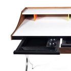 Plata Import - Colour Desk Bureau Bureau Bureau Panneau de mélamine et placage de noyer, Blanc-2 tiroirs