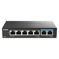 D-Link - Commutateur non géré multi-Gigabit 7 ports de D-Link-Deux ports Ethernet multi-Gigabit de 2,5 Gigabits offrent une transmission à plusieurs vitesses idéale pour les réseaux Wi-Fi 6 haute performance, permettant des transferts de données rapides et maximisant la bande passante du réseau 