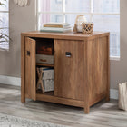 Sauder - Cannery Bridge Armoire utilitaire 2 portes - Sindoori Mango-Dos fermé avec accès au cordon pour réduire l'encombrement du cordon