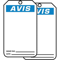 Accuform Signs - Étiquettes De Sécurité Avec Entête Vierge, Plastique, 3-1/8po La X 5-7/8po H, Français, paquet de 25-Hauteur 5-7/8po