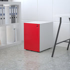 Flash Furniture Classeur À Verrouillage Mobile À 3 Tiroirs-Façade Blanche /Rouge (HZCHPL02REDWH)-Tiroirs utilitaires: 13 po larg. x 18,75 po prof. x 2,75 po haut.; File Drawer: 13 po larg. x 18,75 po prof. x 9,75 po haut.