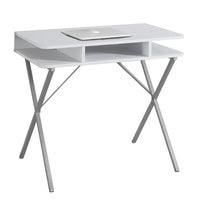 Monarch Specialties - 7100 Bureau 31 po L - Dessus Blanc/Metal Argent-Améliorez votre bureau à domicile avec ce bureau d'ordinateur moderne de 31 pouces de long dans un style à la mode avec un plateau en stratifié blanc et une base en métal gris contemporain dans un design en X.