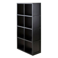 Winsome –  Étagère de rangement cloisonnée Timothy avec panneau de lambris, cube de 4 x 2 po, 25.63 po x 11,81 x 53.11 po, noir-Utilisez-le comme un présentoir de rangement ou agencez-le avec des paniers pour changer son apparence