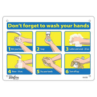 Zenith - Enseigne avec pictogramme - Don't Forget to Wash Your Hands - 7" x 10" - Aluminium-Don't Forget to Wash Your Hands
