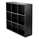 Winsome –  Étagère de rangement cloisonnée Timothy avec panneau de lambris, cube de 3 x 3 po, 37.76 po x 11,81 x 40.08 po, noir-Utilisez-le comme un présentoir de rangement ou agencez-le avec des paniers pour changer son apparence