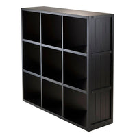 Winsome –  Étagère de rangement cloisonnée Timothy avec panneau de lambris, cube de 3 x 3 po, 37.76 po x 11,81 x 40.08 po, noir-Utilisez-le comme un présentoir de rangement ou agencez-le avec des paniers pour changer son apparence