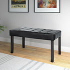 CorLiving – Banc California LMY-100-O à 24 panneaux, similicuir, noir-Pattes au fini teinté espresso foncé