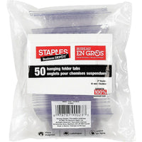 Staples – Onglets pour chemises suspendues, 2 po, transparents, paquet de 50-Vendues avec étiquettes blanches vierges pour une organisation facile et efficace