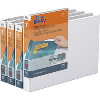 QuickFit Reliure QuickFit  View robuste, 8,5 po x 11 po, orientation paysage, anneaux ronds 1 po, Blanc, paquet de 4-1 po