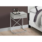 Monarch Specialties - 3471 Table D'Appoint - 24 po H/Gris Cimente/Metal Chrome-Base design en "X" en métal chromé