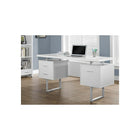 Monarch Specialties - 7081 Bureau 60 po L - Metal Argent/Blanc-Comprend 2 tiroirs de rangement sur le dessus et un tiroir à dossiers en bas avec des barres métalliques pour suspendre des dossiers de taille standard ou légale, et un dessus facile à nettoyer pour étudier, écrire ou travailler sur votre ordinateur portable.