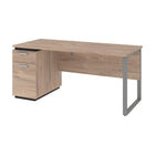 Bestar Aquarius Bureau avec un caisson - Brun rustique & Graphite-Faite de panneaux de particules haute densité conformes à la norme CARB phase 2