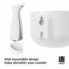 Umbra OTTO - Pompe à savon et solution hydroalcoolique avec fixation murale 250ml, Blanc/Gris-Dimensions : 4,75 po L x 3,75 po P x 10,88 po H