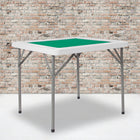 Flash Furniture - Table de jeu pliante blanche granite et carrée de 34,5 po avec surface de jeu verte-Pattes de verrouillage revêtues de poudre grise