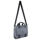Sacoche pour Ordinateur Portable 13-14", Sac à Bandoulière, Sac de Travail/Voyage/Affaires, Matière Déperlante - Grise-2 poches intérieures zippées de chaque côté pour les petits objets
