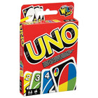 Jeu de cartes Uno-Quatre couleurs de 25 cartes chacune, huit jokers, trois cartes personnalisables et une carte spéciale. Gagnez des points des autres joueurs lorsque vous sortez en premier