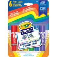 Crayola - Bâtonnets de peinture à séchaque rapide Project - paquet de 6-Comprend 6 bâtonnets de peinture à séchage rapide
