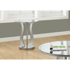 Monarch Specialties - 3726 Table D'Appoint - 20 po Dia/Argent Brosse/Miroir-Style moderne et chic avec bordure de finition antique