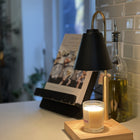HABITU - Lampe chauffe-bougie à hauteur réglable avec bougie à la lavande - Noir-Interrupteur à minuterie et gradateur, hauteur réglable, bougie de luxe à la lavande