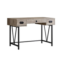 Monarch - Bureau - 48"L/Faux Bois Taupe/Metal Noir-Bureau fini bois rustique couleur taupe avec base en métal noir au design attrayant