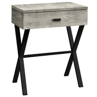 Monarch Specialties - 3451 Table D'Appoint - 24 po H/Faux Bois Gris/Metal Noir-Cette table d'appoint gris est finie dans un aspect bois récupéré avec une luxueuse base en métal noir