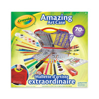 Crayola - Mallette d'artiste extraordinaire, 70 pièces-Comprend : une mallette portative, livre de 20 pages à colorier, 12 crayons de couleur courts, 8 couleurs à l'eau, 8 crayons de cire, 6 marqueurs lavables super pointes, 6 gouaches pour affiches, 3 chemises, 2 pochoirs, 1 pinceau, 1 tampon étoile, 1 feuille d'autocollants, 1 crayon HB, 1 taille-crayon, 1 gomme à effacer, 20 trombones de couleur, 1 stylo à encre noire lavable
