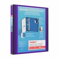Staples - Reliure Better Binder, 1 1/2 po, mauve-Plus résistante et plus facile à utiliser