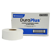 DuraPlus - Universal Jumbo 2 épaisseurs de papier hygiénique - 1000' - Blanc - Paquet de 12-Offre des performances supérieures et une plus grande valeur ajoutée