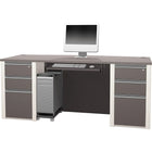 Bestar - Table de retour de la collection Connexion, fini Ardoise et grès-Bord résistant aux chocs de luxe en PVC de 2,5 mm